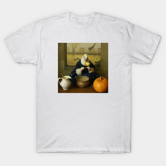 Dove eating a pumpkin soup T-Shirt by Arevalo Design